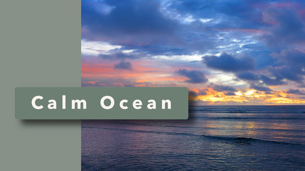Calm ocean, gentle waves over the sea, soothing music, for meditation and sleep